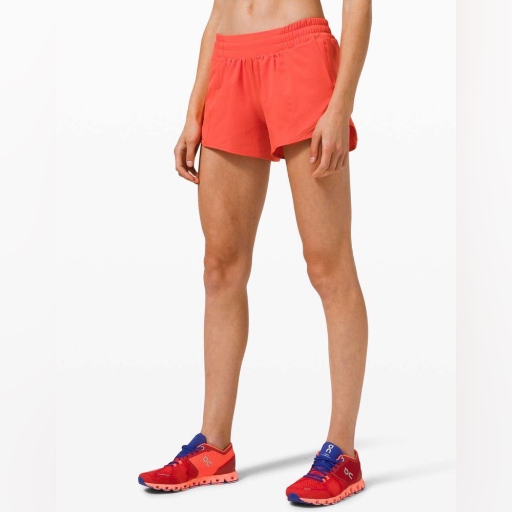 Lululemon Hotty Hot Low Rise Short 4" in Carnation Red - Picture 2 of 8